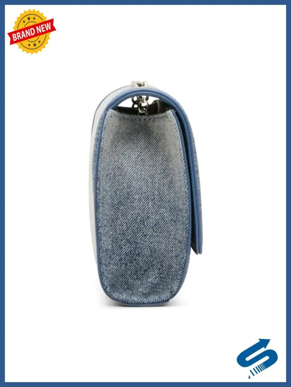Convertible Shoulder Bag Denim Satchel with Chain Strap